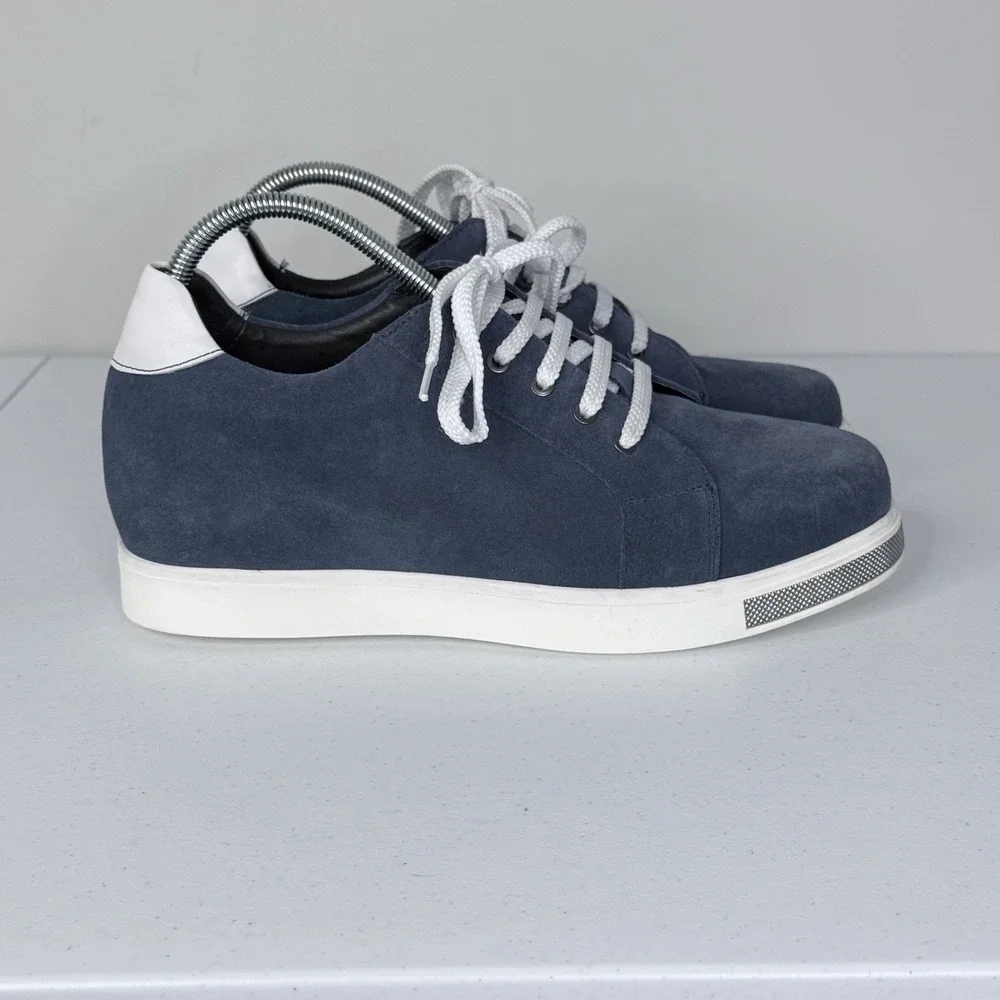 CALTO Blue Suede Invisible Height Increasing Elevator Shoes Sneakers Mens Sz 9